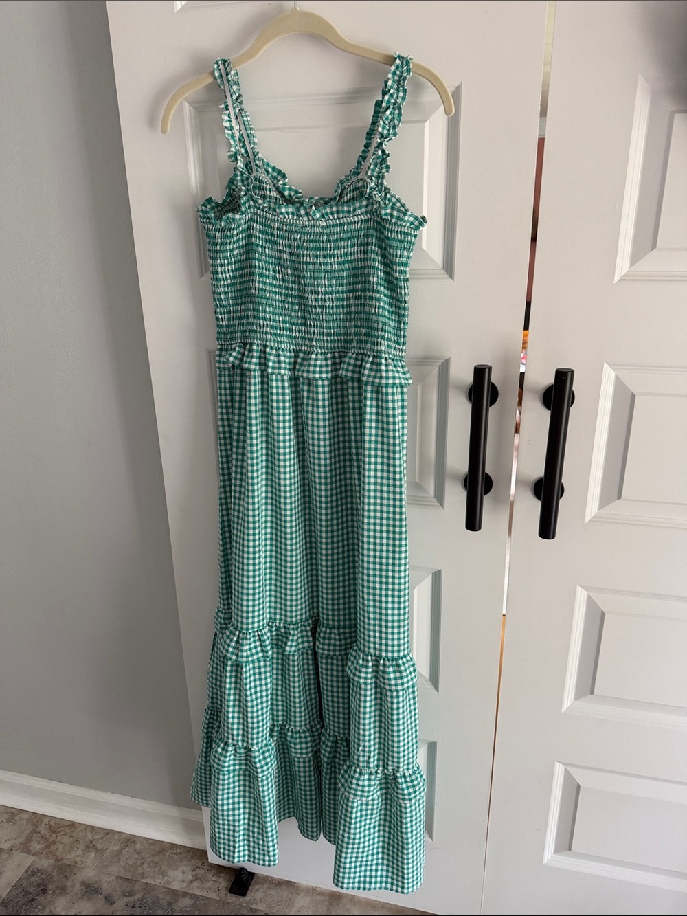 Green Gingham Ruffle Maxi Dress large - Picture 4 of 7